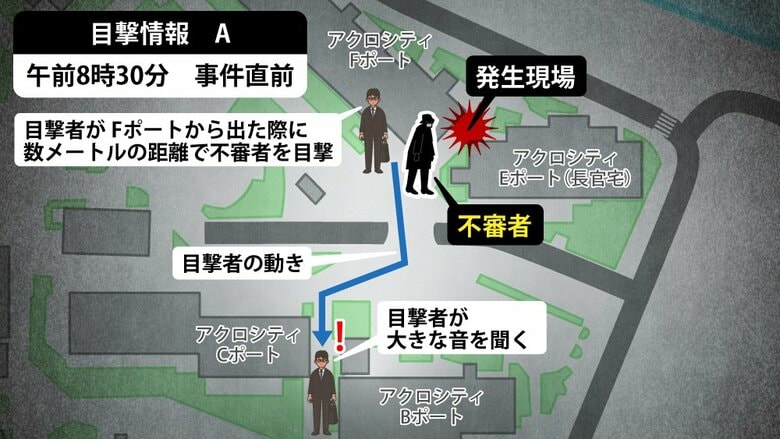 事件直前に現場で目撃された不審人物はメガネをかけていたという