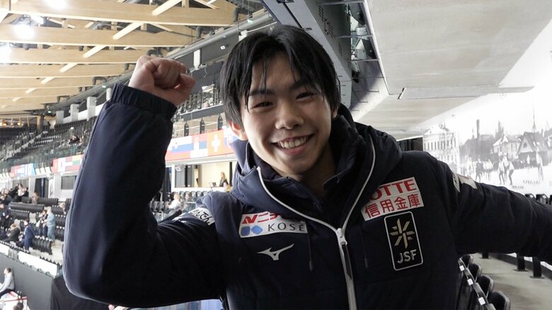 笑顔のガッツポーズをしてくれた蛯原