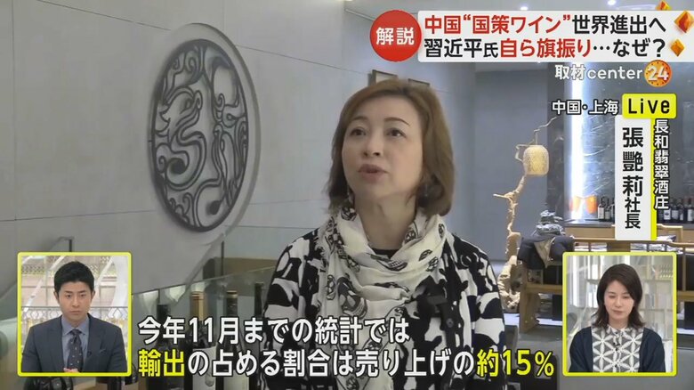 中国ワインの世界進出について話す長和翡翠酒庄・張艷莉社長