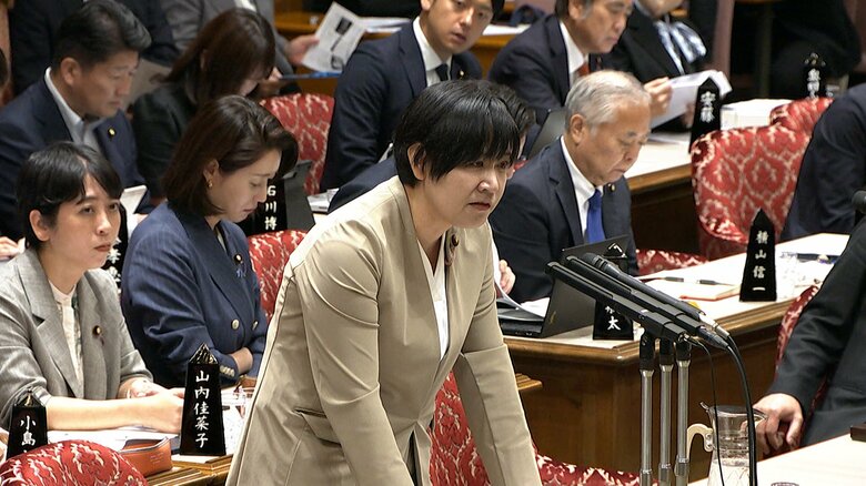 質問する立憲・岸真紀子参院議員