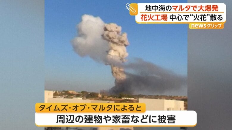 周辺の建物や家畜などに被害が出た花火工場の爆発