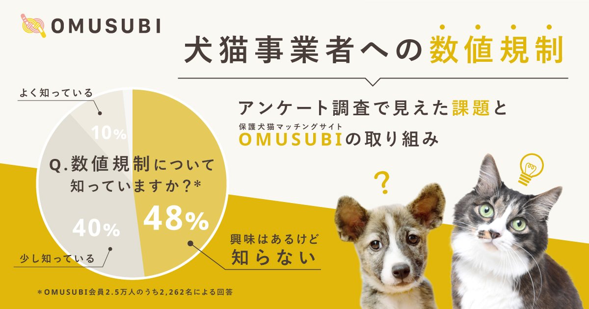 6月施行目前の数値規制 興味はあるがよく知らない 人が５割 Omusubiアンケートから見えた保護団体 飼い主の期待と懸念