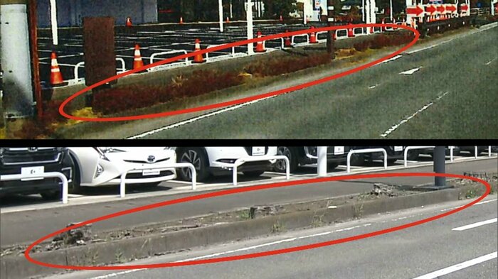 店舗前の植え込み(上段:2021年3月/下段:2023年7月/提供:富士土木事務所)