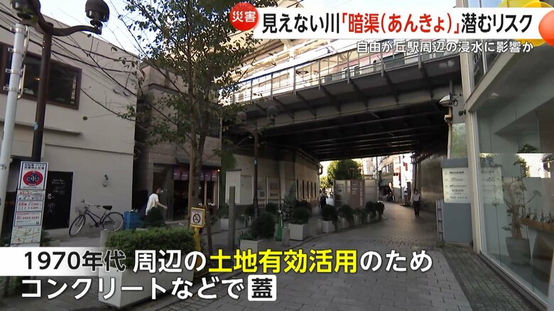 1970年代にコンクリートなどで蓋をした自由が丘駅近くの緑道
