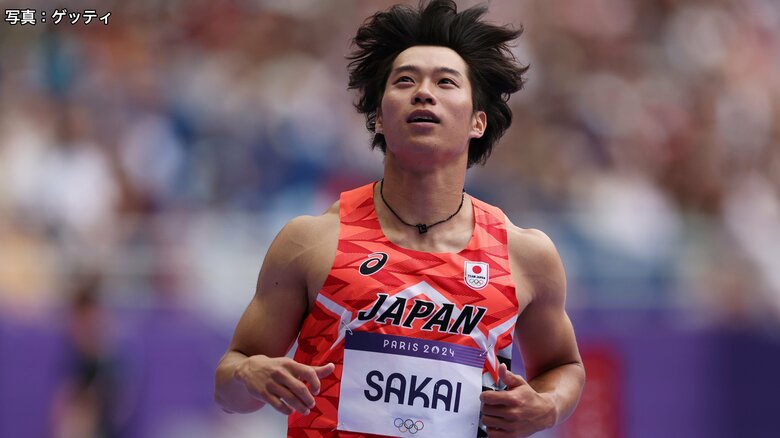 陸上男子100メートル予選　坂井隆一郎の様子