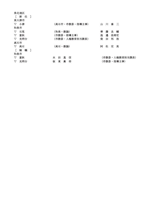中学校の教頭・新任・解職