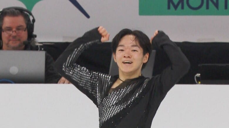 ショート後、ガッツポーズが飛び出した鍵山（2024年世界選手権）