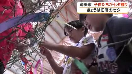 8月19日は旧暦の七夕　奄美市で子供たちが七夕飾り