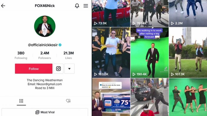 天気予報とダンスを組み合わせるノリノリの予報で人気を集めフォロワーは200万人以上のニックさん