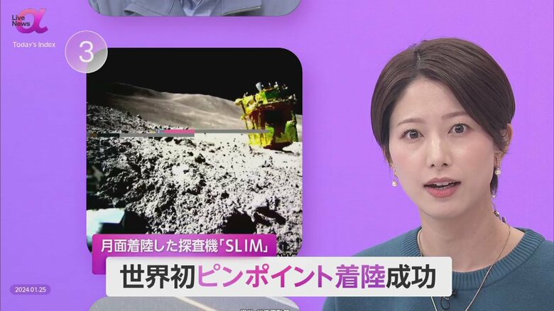 月面探査機「ピンポイント着陸」に世界初成功　目標地点から55m…SLIMに“日本企業の技術”集結　宇宙はビジネスの場へ｜FNNプライムオンライン