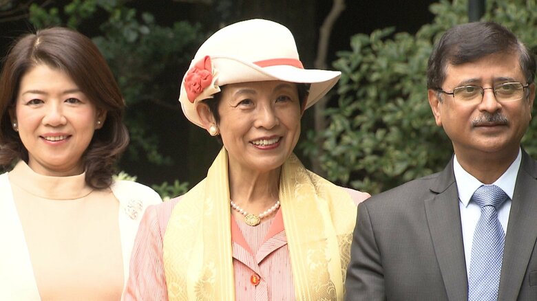 日印国交樹立70周年記念植樹際に出席された久子さま（10月12日）