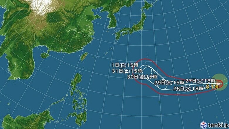 台風31号の進路予想図　日本気象協会 tenki.jpより