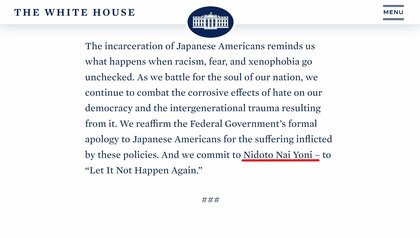 「Nidoto Nai Yoni（二度とないように）」バイデン大統領がローマ字で声明　日系人12万人以上の強制収容「恥ずべきこと」と謝罪