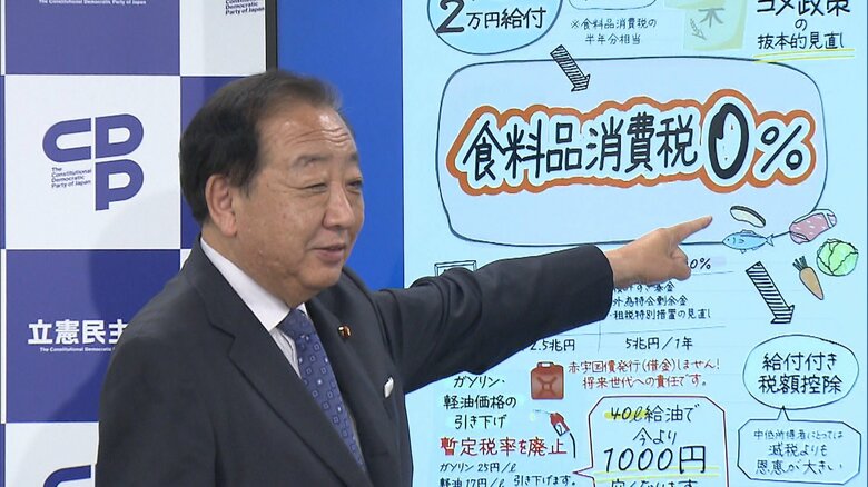 立憲民主参院選公約発表「物価高から、あなたを守り抜く」来年4月から食料品の消費税率ゼロ｜FNNプライムオンライン