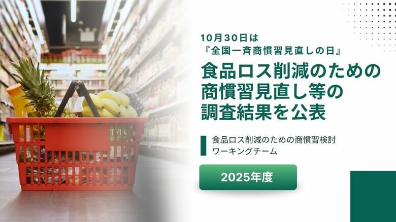 10月30日は『全国一斉商慣習見直しの日』 食品ロス削減のための商慣習見直し等の調査結果を公表