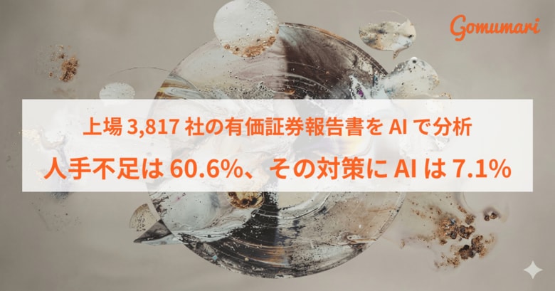 上場3,817社の有価証券報告書をAIで分析、人手不足・人材確保をリスクに挙げたのは60.6%、そのうち対策にAIの活用を書いたのは7.1%