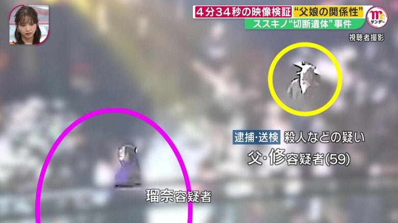 瑠奈容疑者のすぐ後方で、父親の修容疑者が見守る様子が