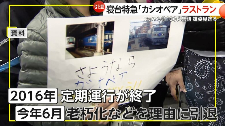 2016年の定期運行が終了し、団体車両として使われてきた「カシオペア」