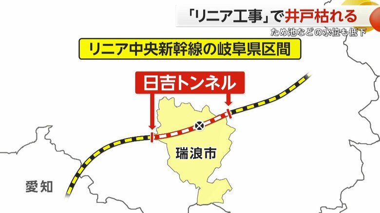 水位低下は日吉トンネルの掘削工事が原因とみられる