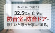 【あったらどう使う?】32.5%が、自宅に防音室や防音ドアが欲しいと思った事が「ある」