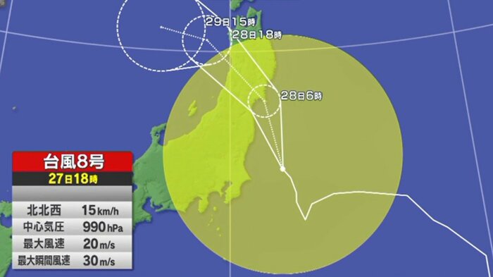 2021年7月の台風8号進路図