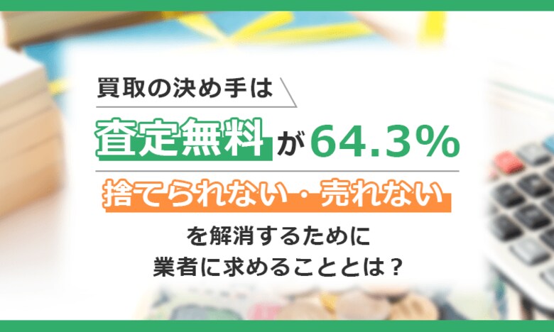 買取の決め手は「査定無料」が64.3％。"捨てられない・売れない"を解消するために業者に求めることとは？