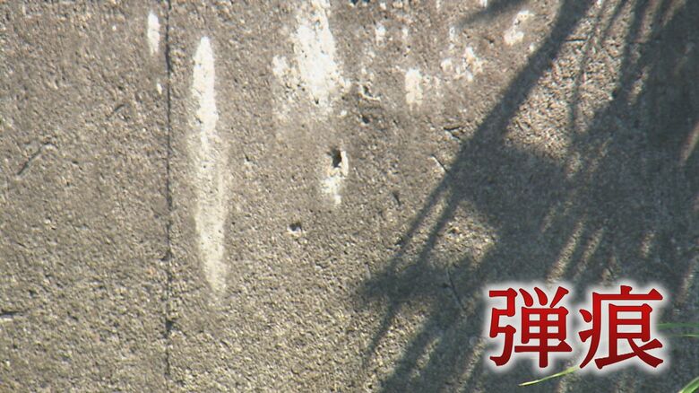 大山口列車空襲で現場に残る機銃掃射の弾痕