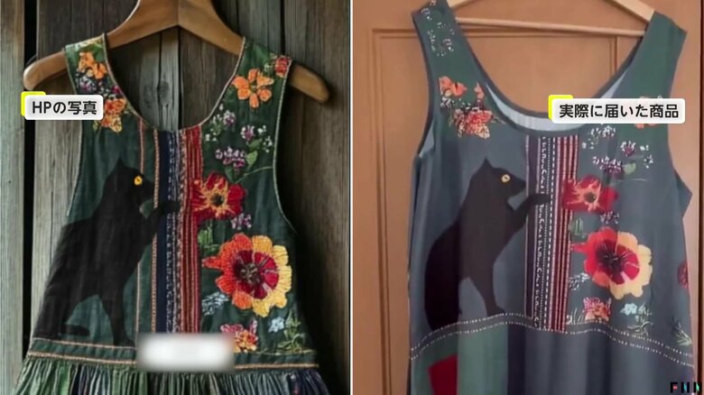 左：HPの商品写真　右：実際に届いた商品