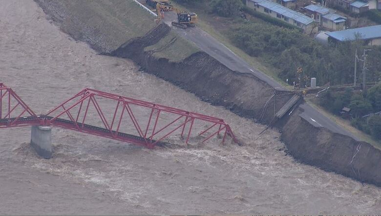 台風19号災害で「赤い鉄橋」崩落（2019年10月）