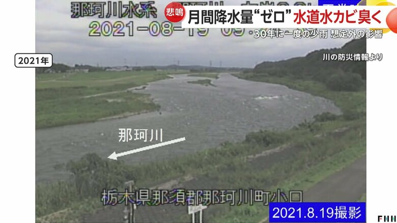 那珂川に設置された河川カメラの画像（2021年8月19日撮影）