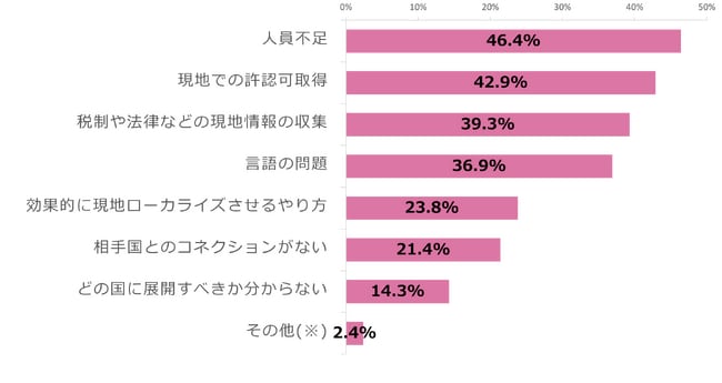 調査結果3．海外展開をするうえでの課題