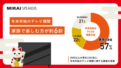 【年末年始のテレビ視聴に関する調査】家族で楽しむ方が約6割、年代があがるにつれ一人で視聴する割合が増加、視聴する番組にも変化が