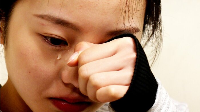 その後、涙をこぼしていた本田真凜(2017年全日本)