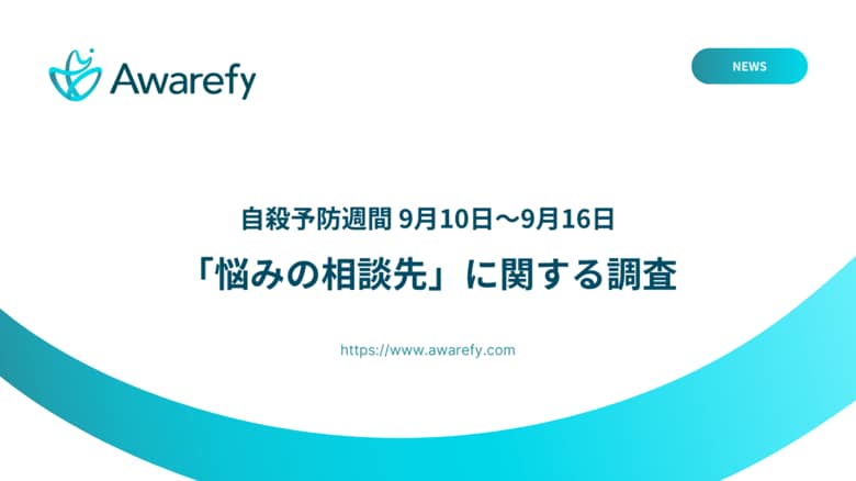 悩みの相談先がある人のうち、2人に1人が「誰にも相談できない悩みを抱えている」状況が明らかに。Awarefy社が「悩みの相談先」に関する調査を実施|自殺予防週間