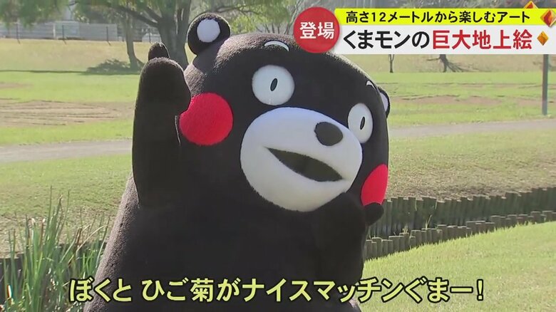 自らの姿が描かれた地上絵に“ご満悦”