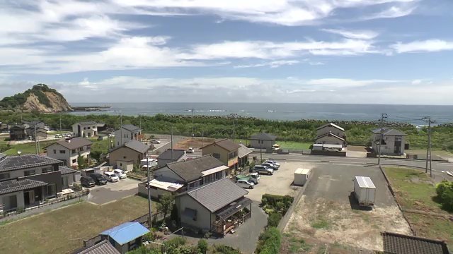 屋上から見た海　いわき市には60キロの海岸線