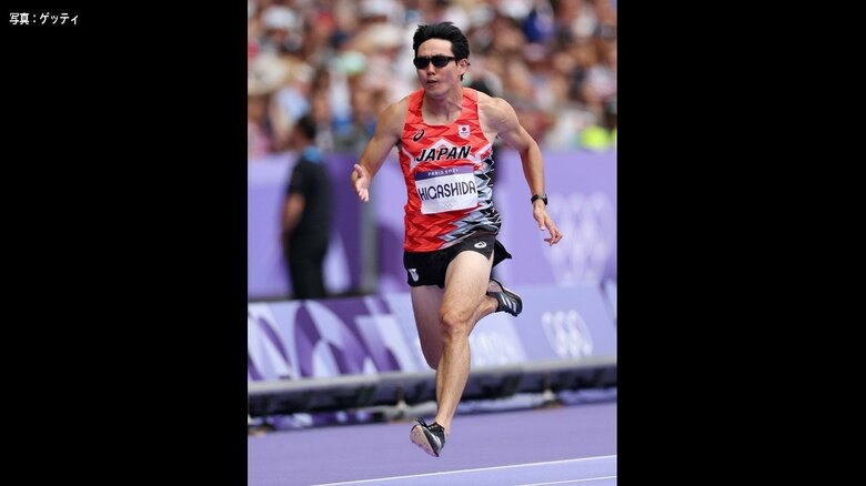 陸上男子100メートル予選　東田旺洋の様子