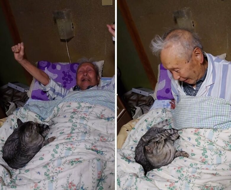 起きてすぐ大五郎くんとアイコンタクト