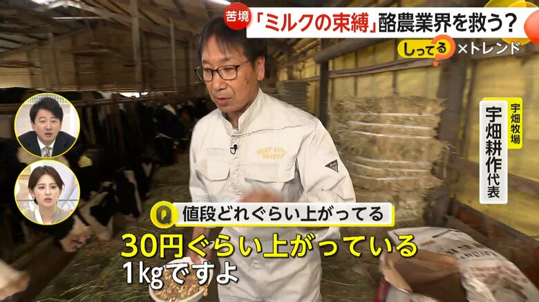 エサ代の高騰について話す宇畑牧場・宇畑耕作代表