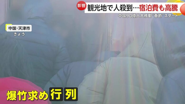 爆竹を買い求める行列（中国・天津市）