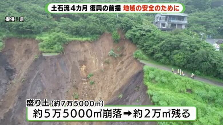 土石流の起点　盛り土約2万立方メートルが残るとみられる