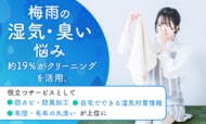 梅雨の湿気・臭い悩み、約19％がクリーニングを活用。役立つサービスとして「防カビ・防臭加工」「自宅でできる湿気対策情報」「布団・毛布の丸洗い」が上位に