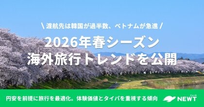 旅行アプリ『NEWT（ニュート）』、2026年春の海外旅行トレンドを公開