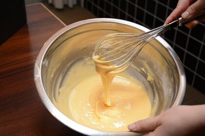 米油をさらに10ｇ加えたバージョンも作製（編集部撮影）