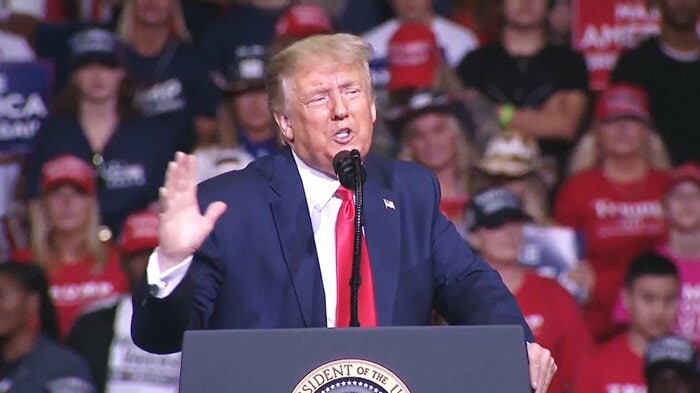 オクラホマ州で集会を再開したトランプ大統領