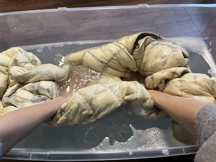 持ち上げる→沈めるという動作を繰り返す（特集班撮影）