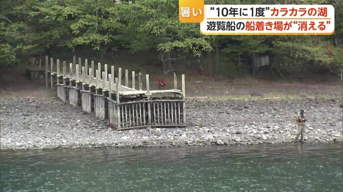 湖に届いていない桟橋