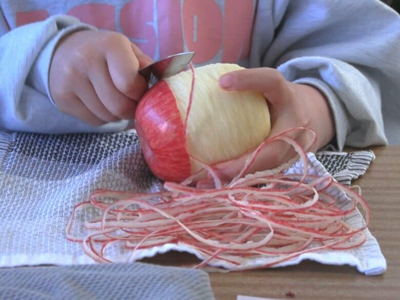 むいた皮が細すぎて同級生は「パスタじゃん」小学校でりんごの皮むき大会 記録13m85cmの5年生が2連覇達成｜FNNプライムオンライン