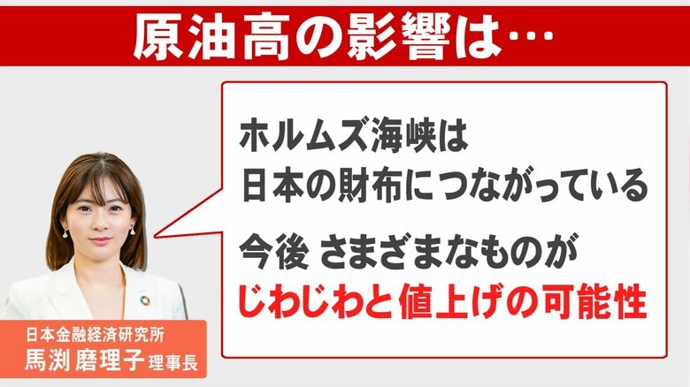 経済アナリスト・馬渕磨理子さん「ホルムズ海峡は日本の財布に繋がっている」原油高の暮らしへの影響さらに拡大か|FNNプライムオンライン