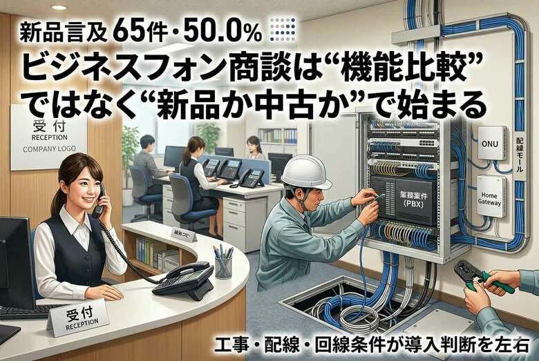 【実態調査】新品言及は65件・50.0%、ビジネスフォンの相談は機能比較より先に始まっていた